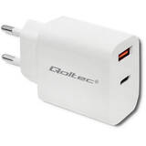 QOLTEC Incarcator 51714 18W | 5-12V | 1.5-3A | USB type C PD | USB QC 3.0 | White