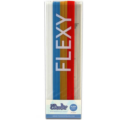 3Doodler FLX-MIX2 3D printing material Flexible polyester (FPE) Gold, Light Blue, Red, Transparent, White 2 g