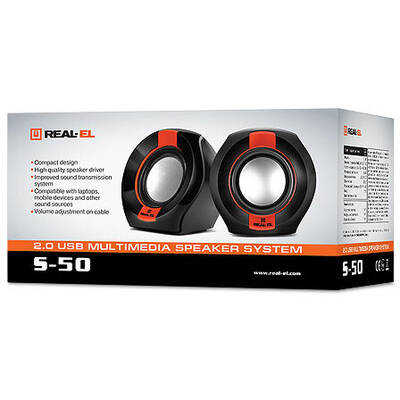 Boxe REAL-EL S-50 USB Negru / Roșu, 6W