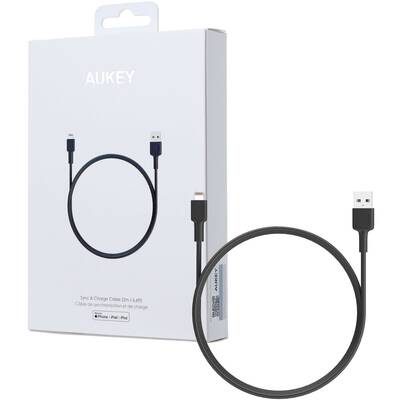 Aukey Cablu Date CB-BAL2 Negru Quick Charge Lightning-USB | 2m | MFi Apple