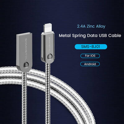 SOMOSTEL Cablu Date USB MICRO 2.4A SILVER 2400mAh QUICK CHARGER QC 3.0 1M POWERLINE Sm-BJ01 METAL