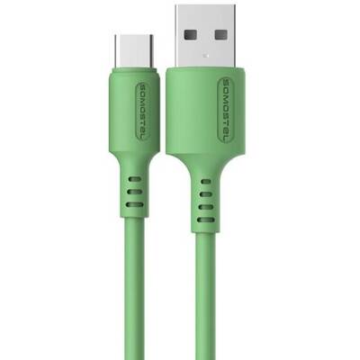 SOMOSTEL Cablu Date USB MICRO 3A GREEN 3100mAh QUICK CHARGER 1.2M POWERLINE Sm-BP06 MACARON - 10000+ BENDING STRENGTH