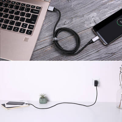 Aukey Cablu Date CB-CD2 USB Quick Charge USB C-USB 3.0 | 1m | 5 Gbps | Negru