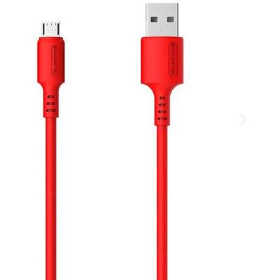 SOMOSTEL Cablu Date USB MICRO 3A RED 3100mAh QUICK CHARGER 1.2M POWERLINE Sm-BP06 MACARON - 10000+ BENDING STRENGTH