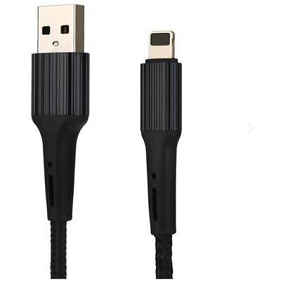 SOMOSTEL Cablu Date USB IPHONE 3.6A Negru 3600mAh QUICK CHARGER QC 3.0 1M POWERLINE Sm-BW06 - TEXTILE BRAID