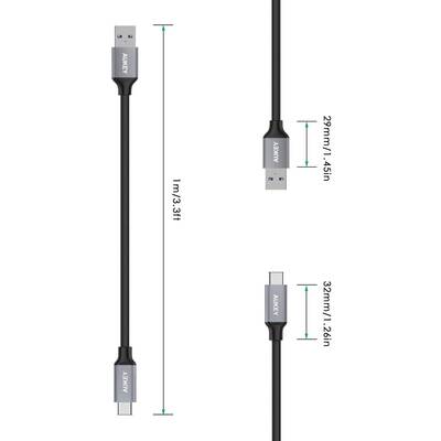 Aukey Cablu Date CB-CD2 OEM USB Quick Charge USB C-USB 3.0 | 1m | 5 Gbps | Negru
