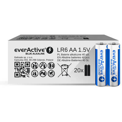 everActive Baterie Alkaline batteries Blue Alkaline LR5 AA  - carton box - 40 pieces, limited edition