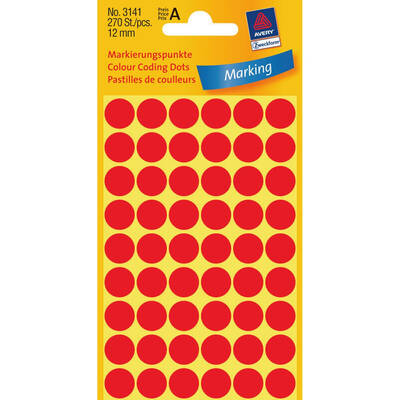 Banda etichete AVERY Zweckform Colour Coding Dots, Red