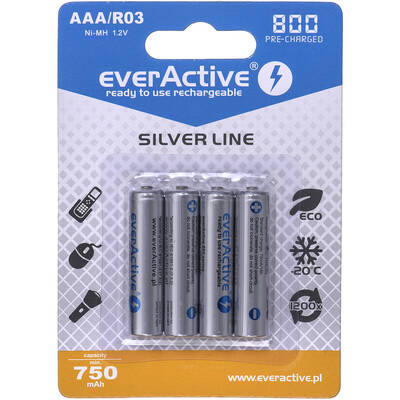 everActive Baterie Reincarcabila Ni-MH R03 AAA 800 mAh Silver Line 2 buc