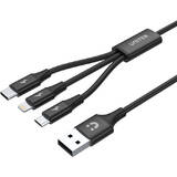 Cablu Date C14049BK 1.2 m USB 2.0 USB C Micro-USB B/Lightning Black