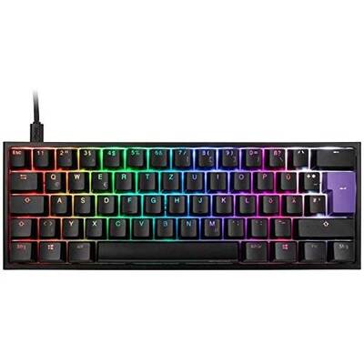 Tastatura Ducky ONE 2 Mini Gaming, MX-Brown, RGB-LED, Negru/Alb, DE