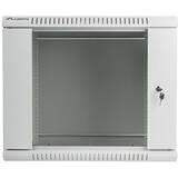 wall-mounted installation cabinet 19'' 9U 600x450mm gray (glass door)