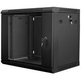 19'' wall-mounted installation cabinet 9U 600x450mm black (glass door)
