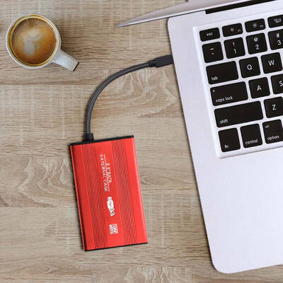 Rack QOLTEC 51860 Enclosure HDD/SSD 2.5'' SATA3 | USB 3.0 | Red