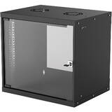 Network Cabinet, Wall Mount (Basic), 9U, 400mm Deep, Black, Flatpack, Max 50kg, Glass Door, 19", Parts for wall installation not included