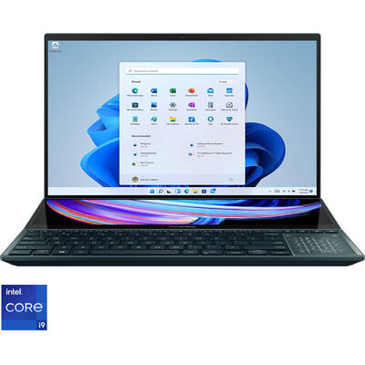 Ultrabook Asus 15.6'' ZenBook Pro Duo 15 OLED UX582HS, UHD Touch, Procesor Intel Core i9-11900H (24M Cache, up to 4.80 GHz), 32GB DDR4, 1TB SSD, GeForce RTX 3080 8GB, Win 11 Pro, Celestial Blue