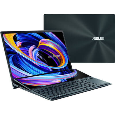 Ultrabook Asus 14'' ZenBook Duo 14 UX482EG, FHD Touch, Procesor Intel Core i7-1165G7 (12M Cache, up to 4.70 GHz, with IPU), 16GB DDR4X, 1TB SSD, GeForce MX450 2GB, Win 10 Pro, Celestial Blue