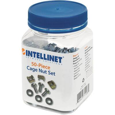 Accesoriu Retea Intellinet Cage Nut Set (50 Pack), M6 Nuts, Bolts and Washers, Suitable for Network Cabinets/Server Racks, Plastic Storage Jar, Lifetime Warranty