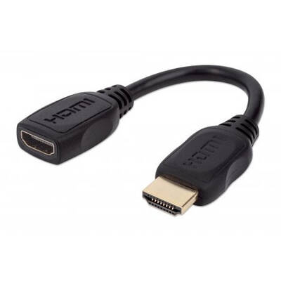 MANHATTAN Cablu HDMI  Ethernet Extension Cable, 4K@60Hz, Male to Female, Cable 20cm, Black