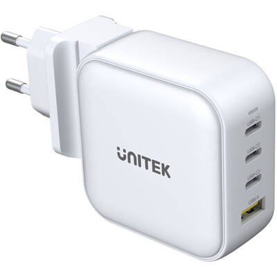 Unitek Incarcator GAN 4 PORTS, PD 100W, QC3.0, USB-C, WHITE