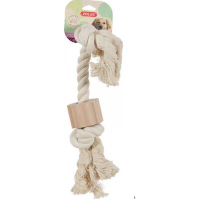 ZOLUX WILD GIANT A rope toy, 2 knots, with a wooden disc