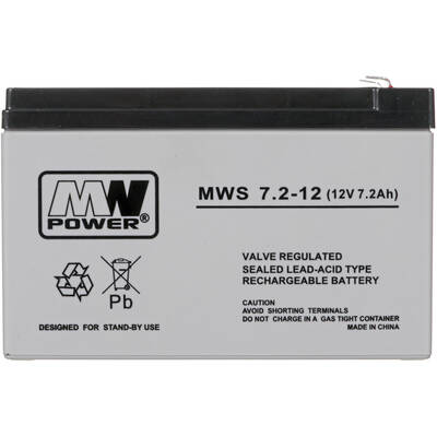 MPL POWER ELEKTRO MWS 7.2-12 Baterie UPS Lead-acid accumulator VRLA AGM Maintenance-free 12 V 7,2 Ah Black, Grey