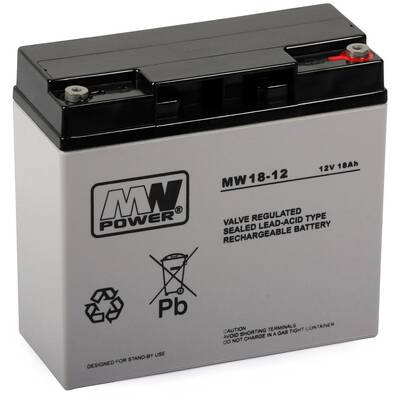 MPL POWER ELEKTRO MWS 18-12 Baterie UPS Lead-acid accumulator VRLA AGM Maintenance-free 12 V 18 Ah Black, Grey