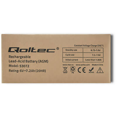 QOLTEC 53072 AGM battery | 6V | 7.2 Ah
