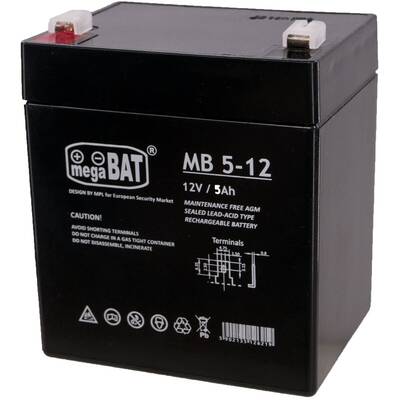 MPL POWER ELEKTRO megaBAT MB 5-12 Baterie UPS Sealed Lead Acid VRLA AGM 12 V 5 Ah Black