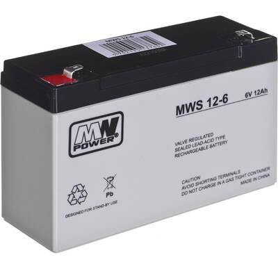 MPL POWER ELEKTRO MWS 12-6 Baterie UPS Lead-acid accumulator VRLA AGM Maintenance-free 6 V 12 Ah Black, Grey