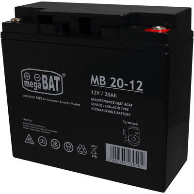 MPL POWER ELEKTRO megaBAT MB 20-12 Baterie UPS Lead-acid accumulator VRLA AGM Maintenance-free 12 V 20 Ah Black