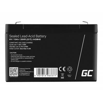 Green Cell AGM40 Baterie UPS Sealed Lead Acid (VRLA) 6 V 15 Ah