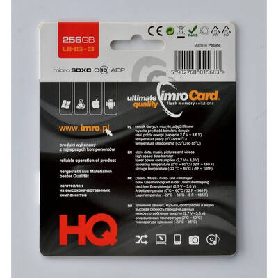 Card de Memorie IMRO MICROSDXC 256GB UHS-3 Class 10 + Adaptor