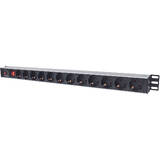 Accesoriu Retea Intellinet Vertical Rackmount 12-Way Power Strip - German Type, With On/Off Switch and Overload Protection, 1.6m Power Cord (Euro 2-pin plug)