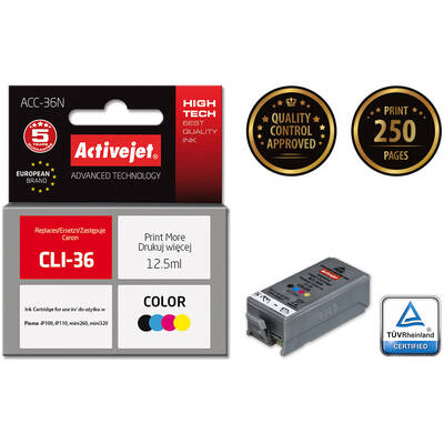 Cartus Imprimanta ACTIVEJET COMPATIBIL ACC-36N for Canon printer; Canon PGI-36 replacement; Supreme; 12.5 ml; color