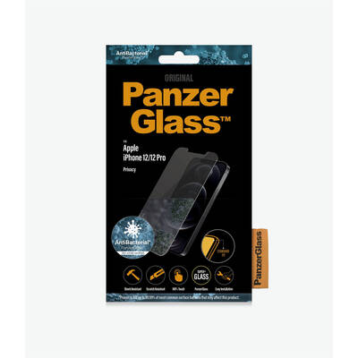 PanzerGlass Folie Apple iPhone 12/12 Pro Standard Fit Privacy Anti-Bacterial