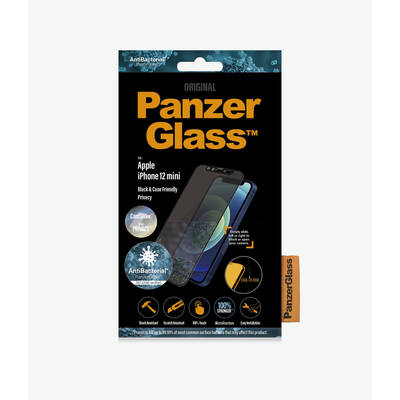 PanzerGlass Folie Apple iPhone 12 mini Edge-to-Edge Privacy Camslider Anti-Bacterial