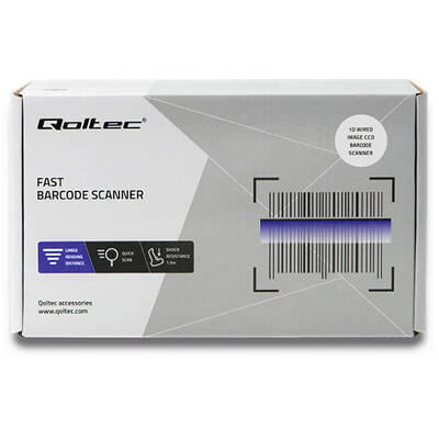 Scanner cod de bare Qoltec 50866 Laser 1D | CCD | USB | Black