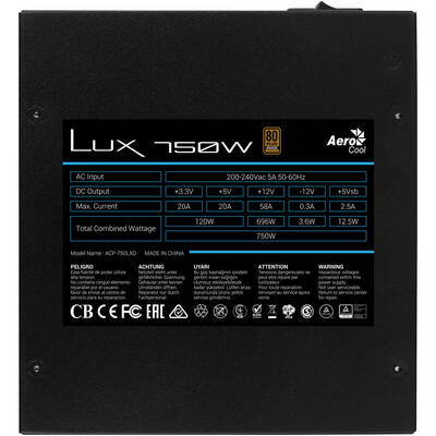 Sursa PC Aerocool LUX750 750 W 20+4 pin ATX ATX Black