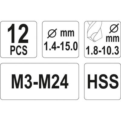 Set Pentru Suruburi Rupte and HSS Masina de Gaurit si Insurubat bits for metal Yato YT-0591 12 pcs.