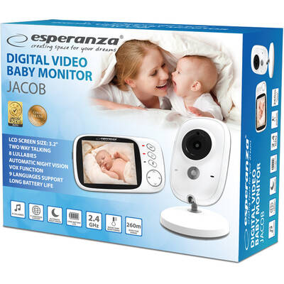Esperanza EHM002 LCD Baby Monitor 3,2" White