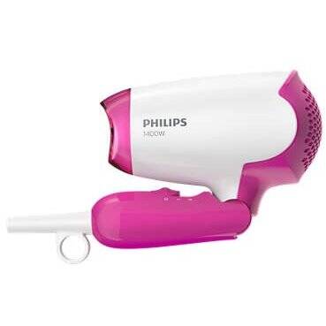 Philips Uscator par BHD003 / 00, DryCare Essential, 1400W, 2 trepte de viteza Maner rabatabil, alb / roz
