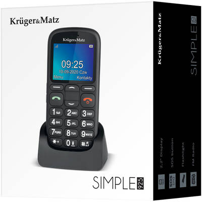Telefon Mobil Kruger&Matz Kruger & Matz KM0925 5,59 cm (2.2") 80 g Black, Senior phone