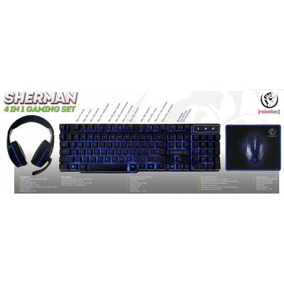 Kit Periferice Rebeltec SHERMAN keyboard, mouse, pad, headphones for gamers combo