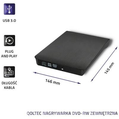 Unitate Optica Externa Qoltec 51857 External DVD-RW recorder |USB 3:0|Black