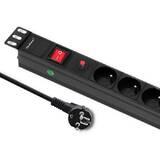 53995 Overvoltage power strip for RACK 19" with CB | 1U | 16A | PDU | 6xFRENCH | 2m