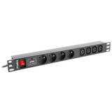 Accesoriu Retea LANBERG Power strip Rack PDU (1u,10a,8x 230v,2m) pdu-04e04i-0200-iec-bk