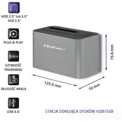 Docking Station Qoltec 5315 Docking station HDD/SSD | 2.5"/3.5" SATA | USB 3.0