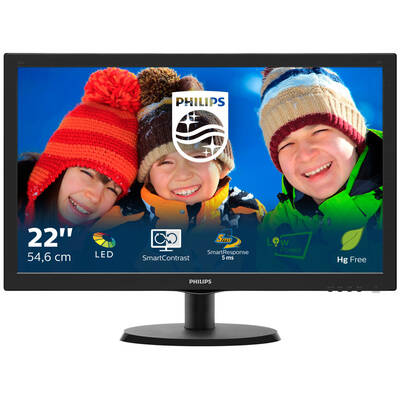 Monitor Philips LED 223V5LSB/00 21.5 inch 5ms black 60Hz
