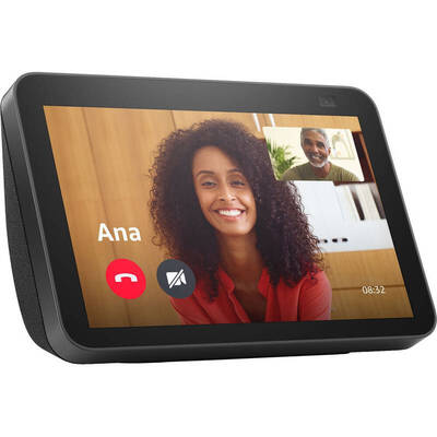 Amazon dublat-Echo Show 8 (2nd Gen), 8 inch Touch Screen, camera 13 MP, Wi-Fi, Bluetooth, negru
